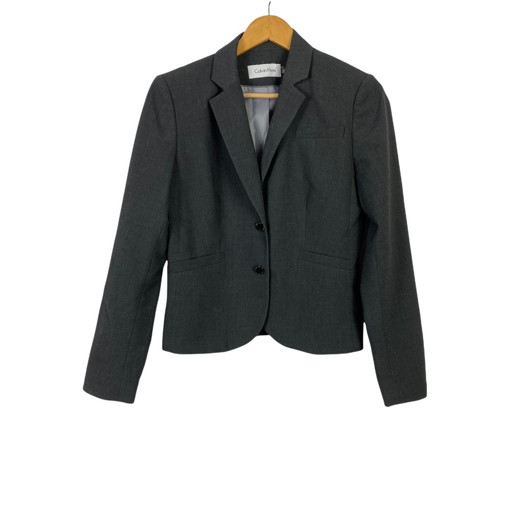 Calvin Klein Gray Blazer Career Office Professional Size 4